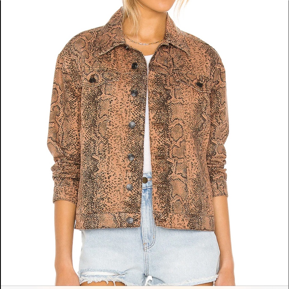 NWT Free People Snake Trucker Jacket in Brown
